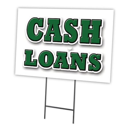 Signmission Cash Loans Yard Sign & Stake outdoor plastic coroplast window, C-2436 Cash Loans C-2436 Cash Loans